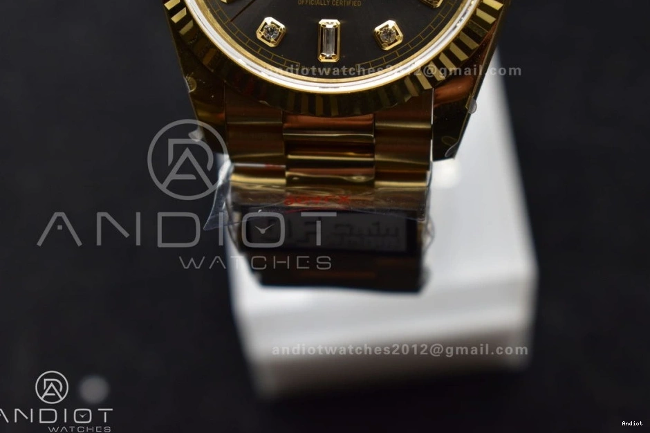 on DayDate (Gain President with Diamond QF YG Best Weight) Steel V5 Grey Square Dial Bracelet Edition vr3255 36 904L 0419